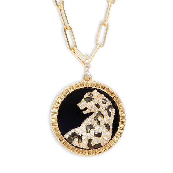 $4080 EFFY Panther Onyx Diamond Necklace Leopard - Picture 3 of 11